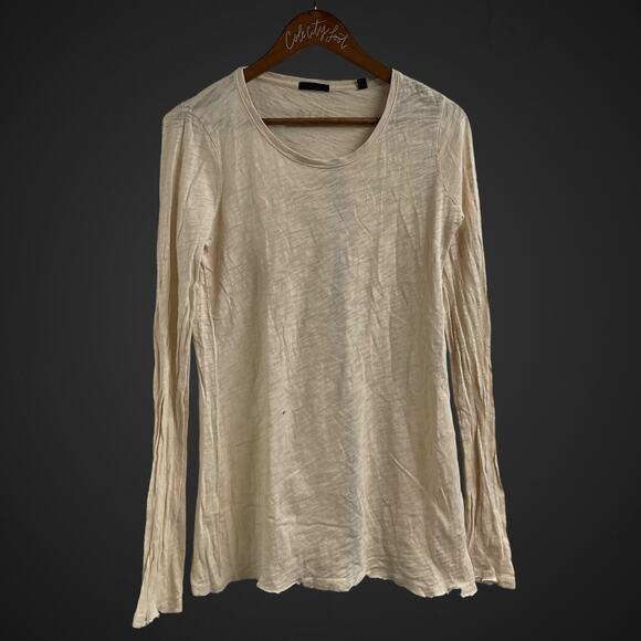ATM Ivory Distressed Long Sleeve Top Shirt Tee Small - Picture 1 of 8